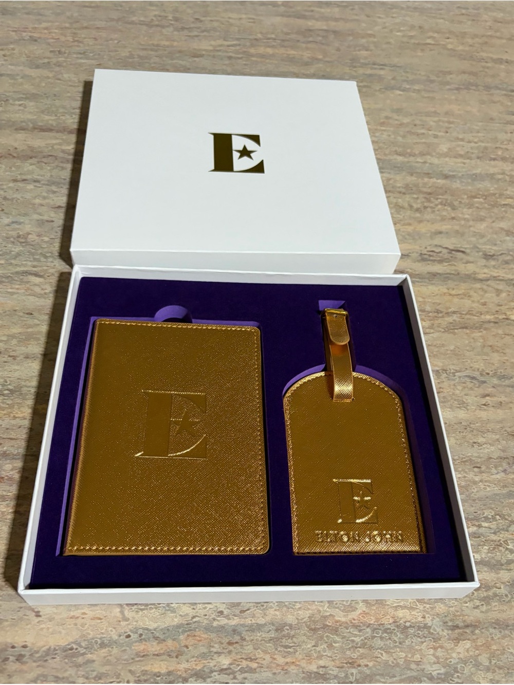 Elton John Passport Holder and Luggage Tag - Gold Color